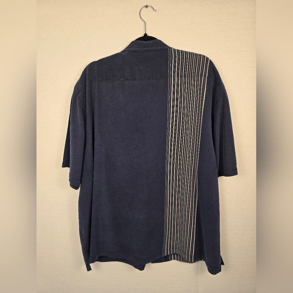 NAT NAST BLUE SHORT SLEEVE BUTTON SILK CAMP SHIRT. MENS XL - Picture 8 of 9